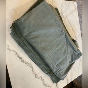 3 green/grey velvet curtains